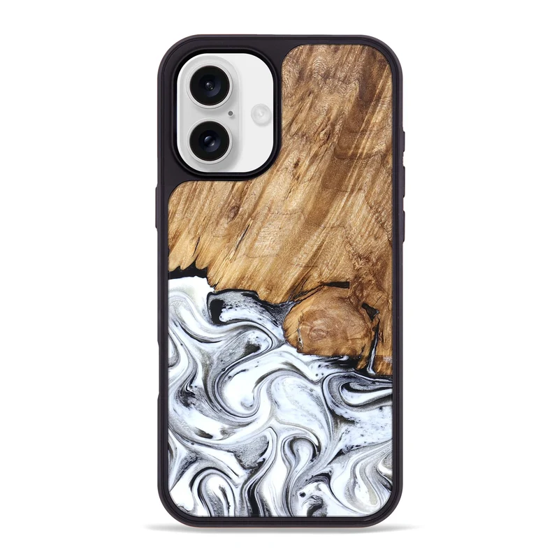 iPhone 16 Plus Wood Phone Case - Taft (Black & White, 829450)