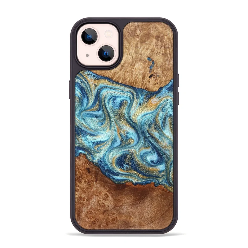 iPhone 14 Plus Wood Phone Case - Doug (Teal & Gold, 829410)