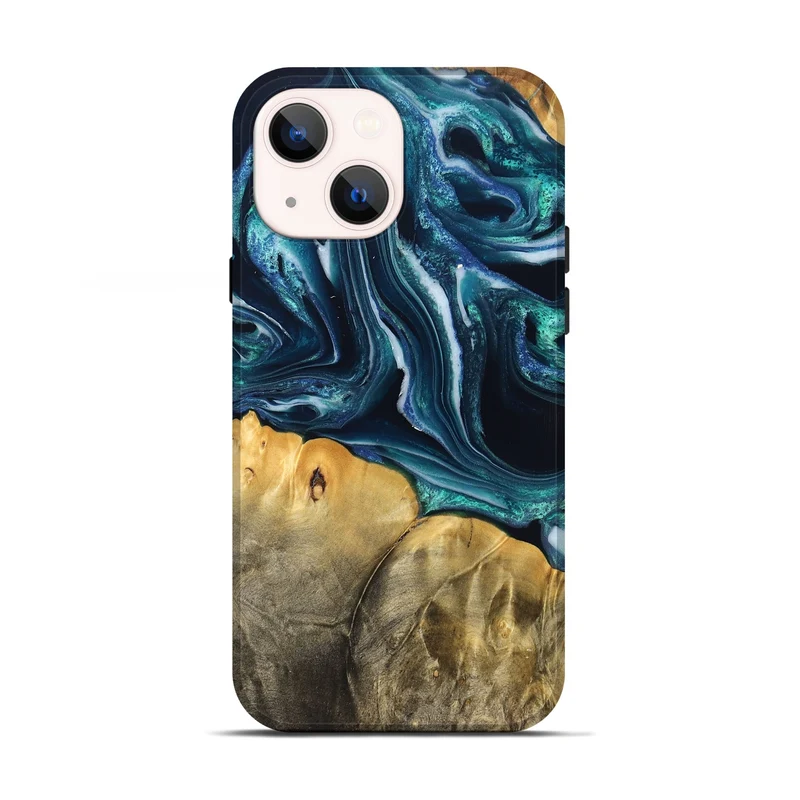 iPhone 13 Wood Live Edge Phone Case - Trish (Blue, 829467)