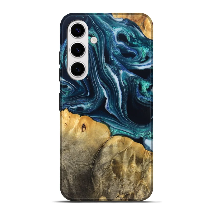 Galaxy S25 Plus Wood Live Edge Phone Case - Trish (Blue, 829467)