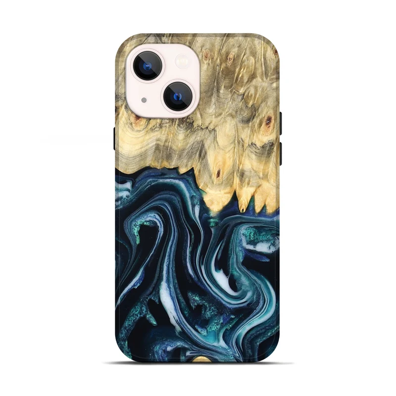 iPhone 13 Wood Live Edge Phone Case - Esta (Blue, 829480)