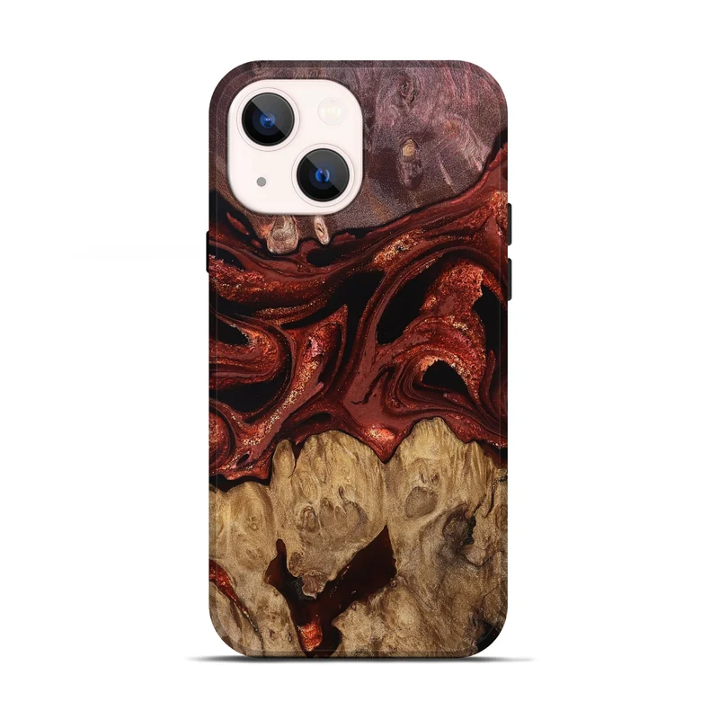 iPhone 13 Wood Live Edge Phone Case - Freyja (Red, 829456)