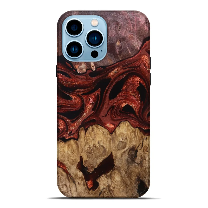 iPhone 14 Pro Max Wood Live Edge Phone Case - Freyja (Red, 829456)