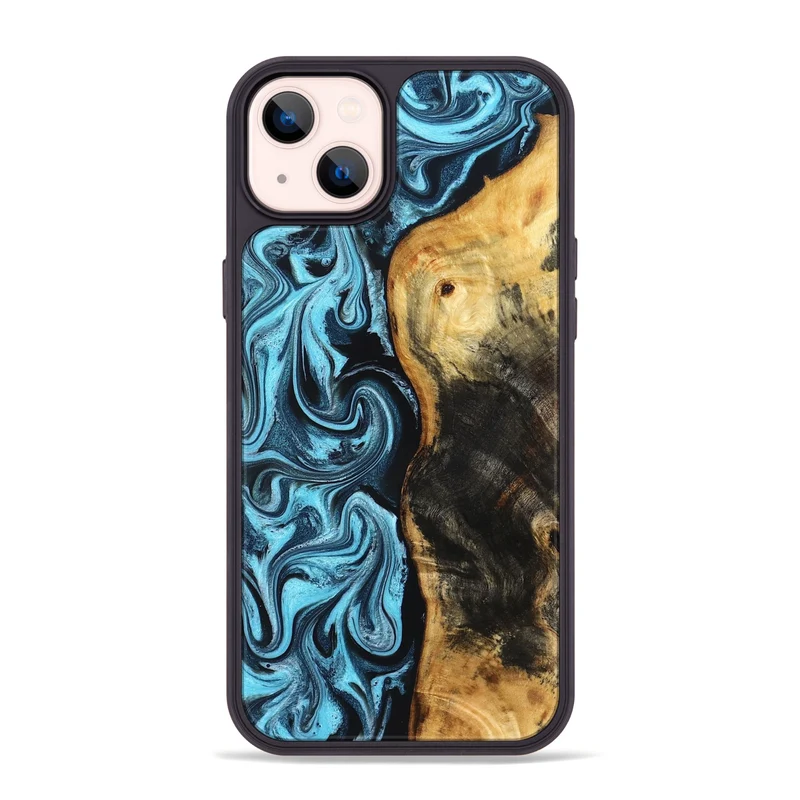 iPhone 14 Plus Wood Phone Case - Queenie (Blue, 829662)