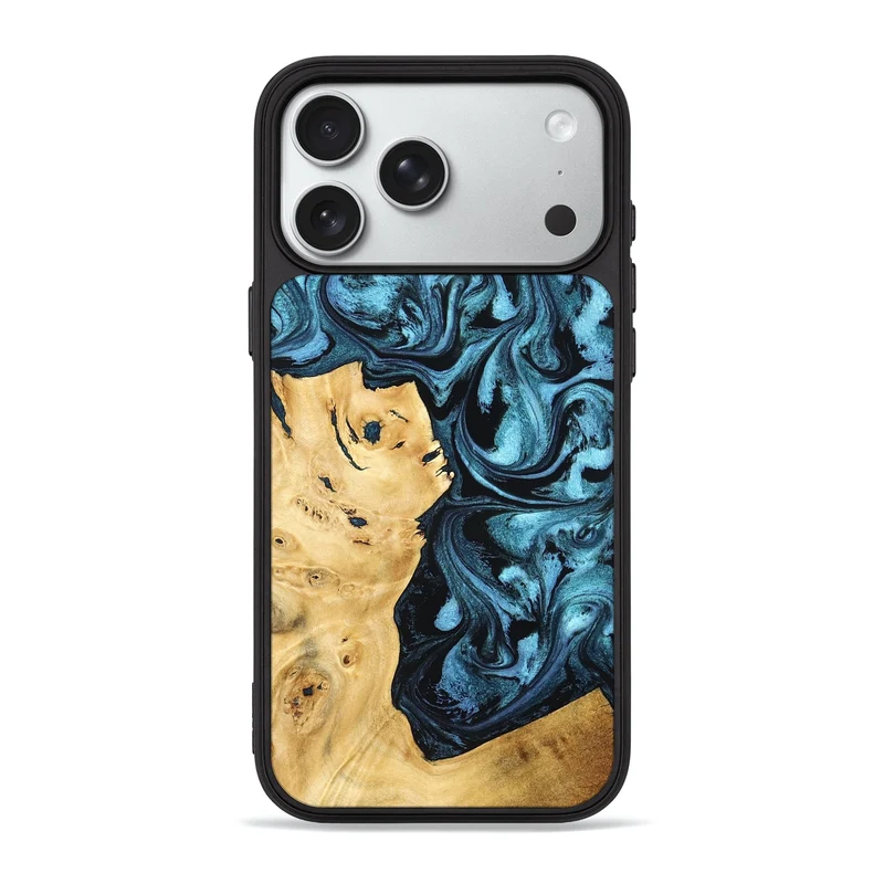 iPhone 18 Pro Max Wood Phone Case - Davion (Blue, 829671)