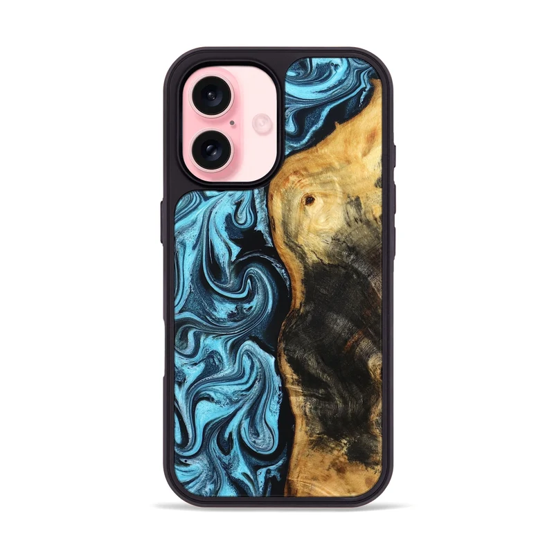 iPhone 16 Wood Phone Case - Queenie (Blue, 829662)