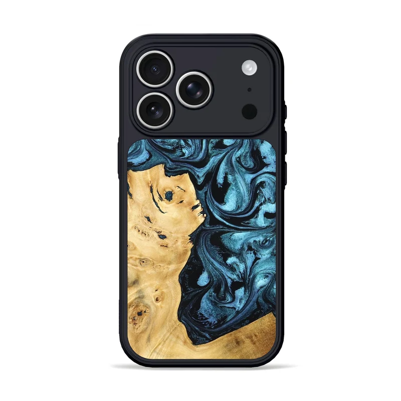 iPhone 17 Pro Wood Phone Case - Davion (Blue, 829671)