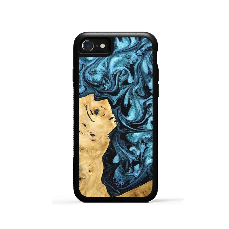 iPhone SE Wood Phone Case - Davion (Blue, 829671)