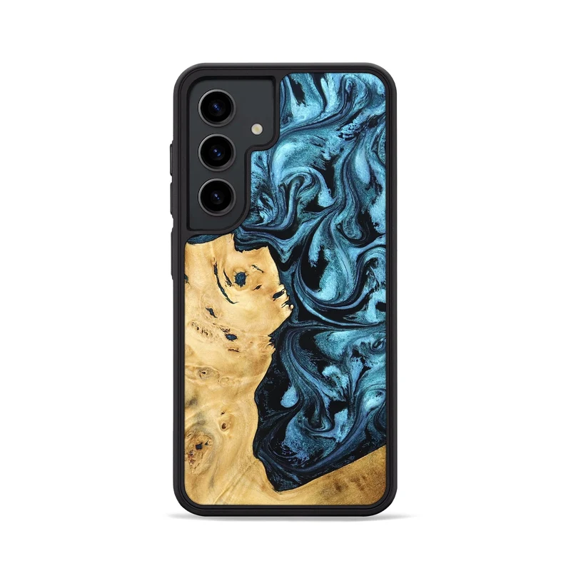 Galaxy S24 Wood Phone Case - Davion (Blue, 829671)