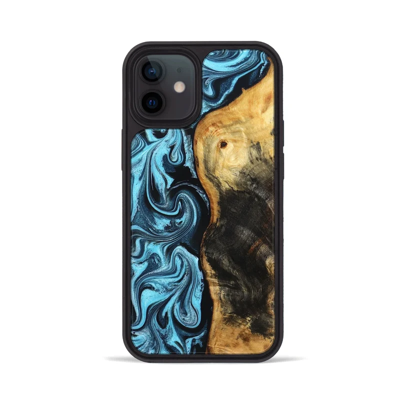 iPhone 12 Wood Phone Case - Queenie (Blue, 829662)