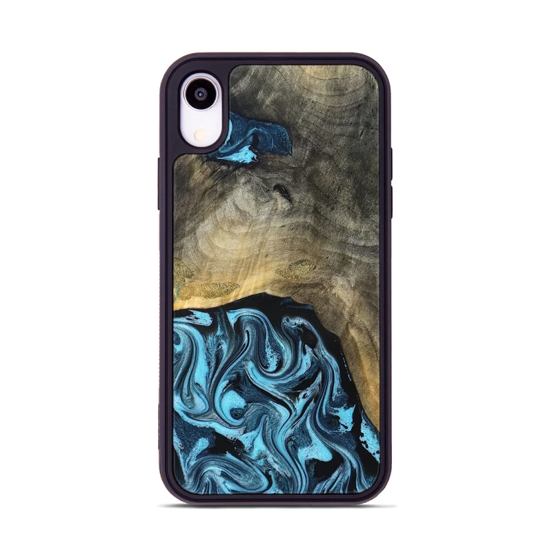 iPhone Xr Wood Phone Case - Izael (Blue, 829669)
