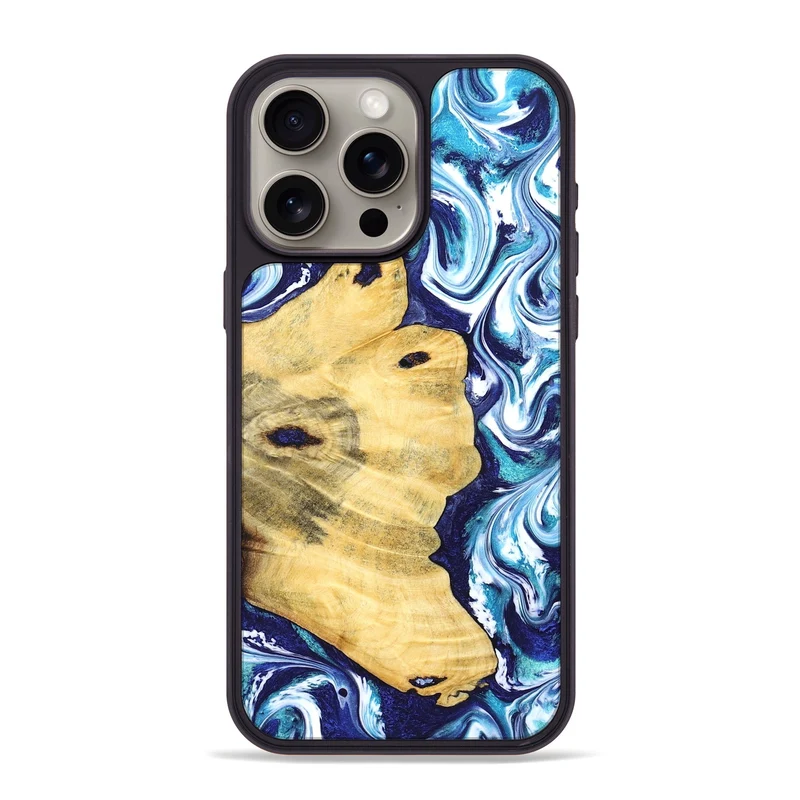 iPhone 15 Pro Max Wood Phone Case - Clemmie (Blue, 829666)