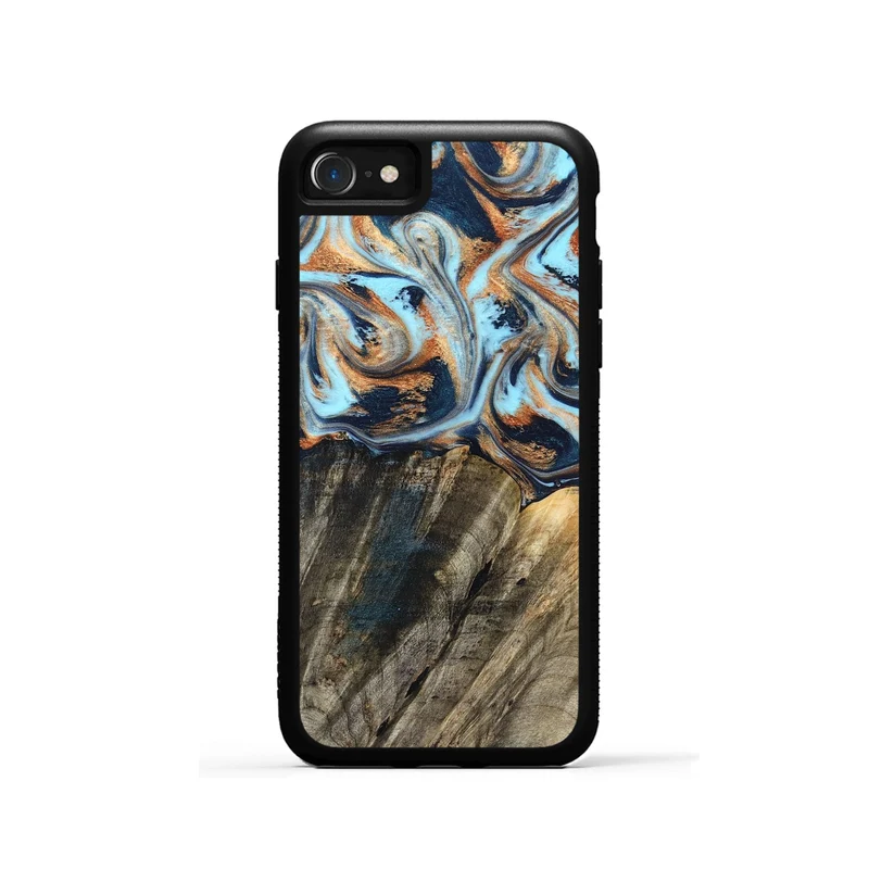 iPhone SE Wood Phone Case - Debra (Teal & Gold, 829443)