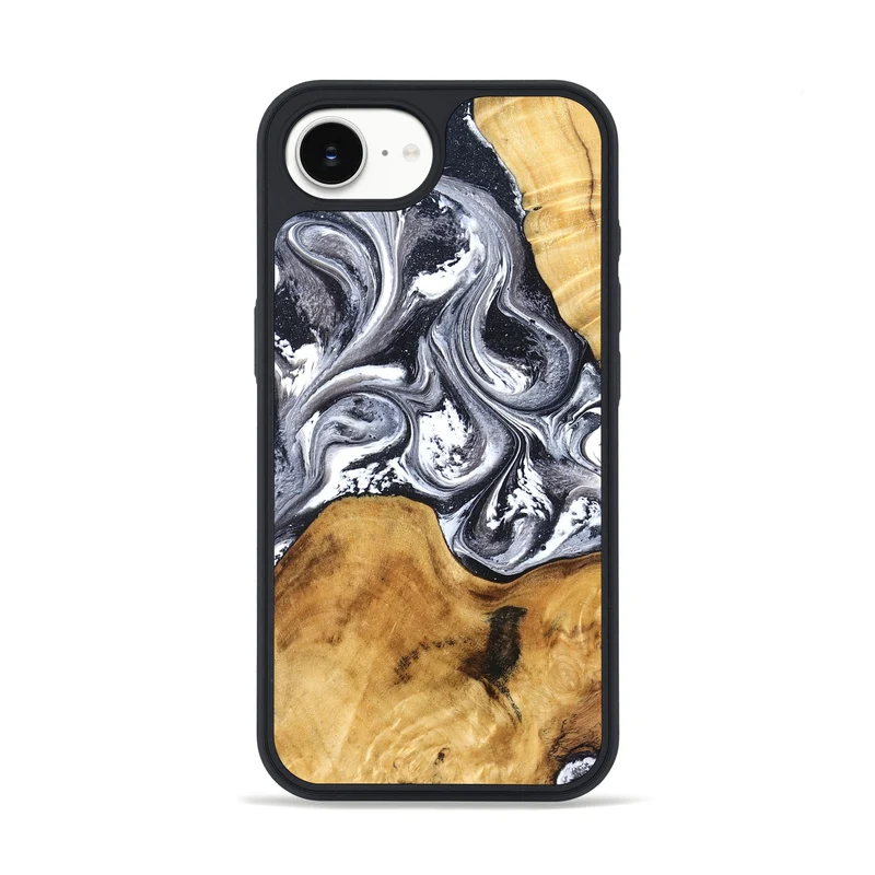 iPhone 16e Wood Phone Case - Alexis (Black & White, 829453)