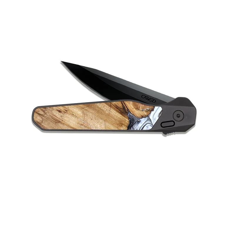 EDC Dark Slate Wood Pocket Knife - Taft (Black & White, 829450)