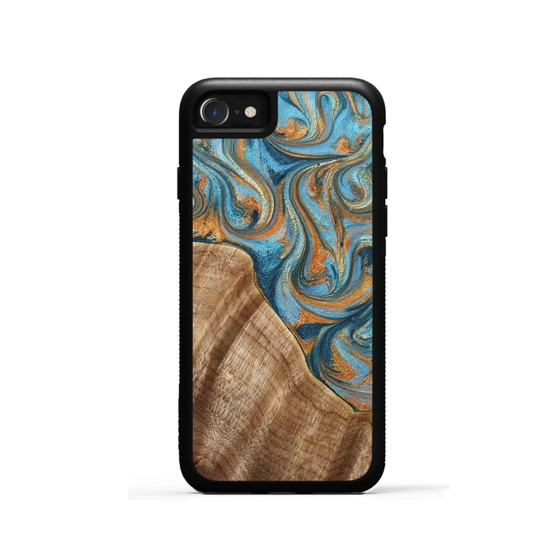 iPhone SE Wood Phone Case - Marylou (Teal & Gold, 829445)