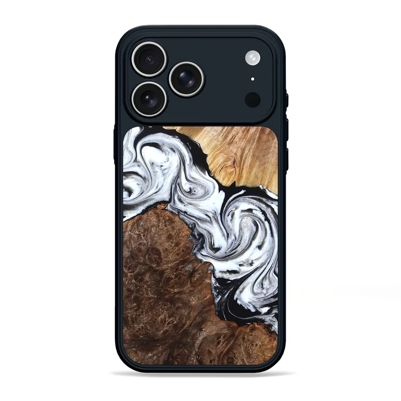 iPhone 17 Pro Max Wood Phone Case - Lue (Black & White, 829448)
