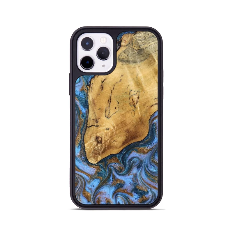 iPhone 11 Pro Wood Phone Case - Tristen (Teal & Gold, 829446)