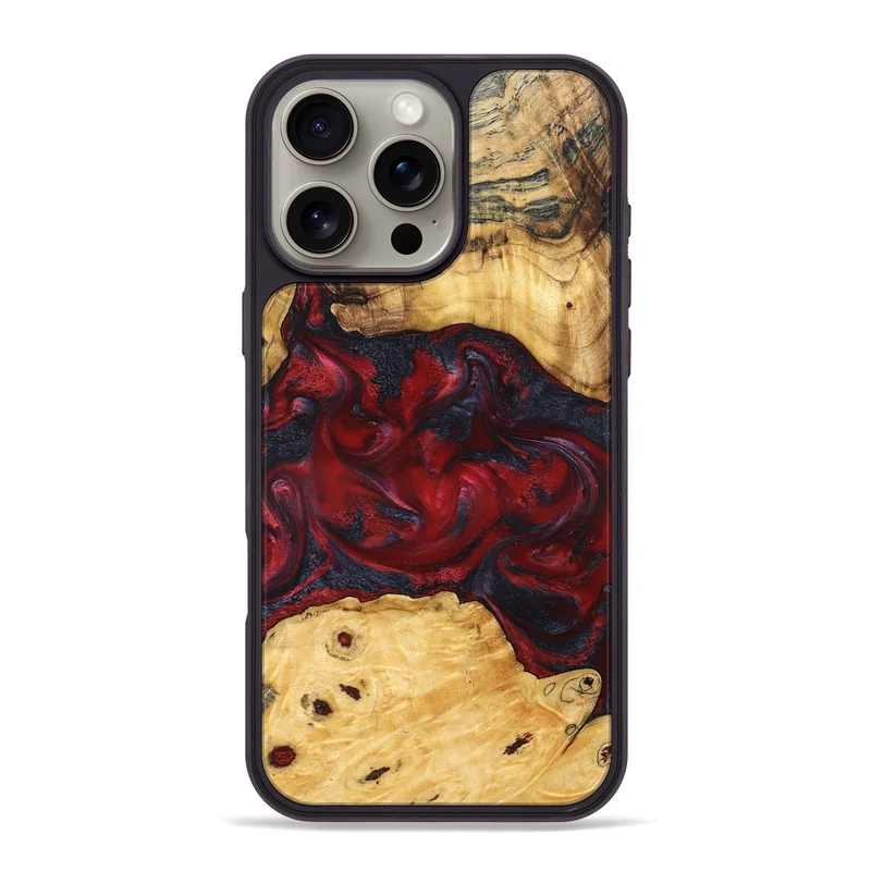 iPhone 16 Pro Max Wood Phone Case - Geneva (Red, 829431)