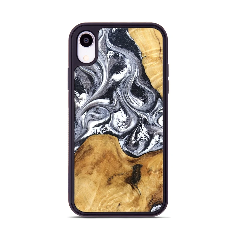 iPhone Xr Wood Phone Case - Alexis (Black & White, 829453)