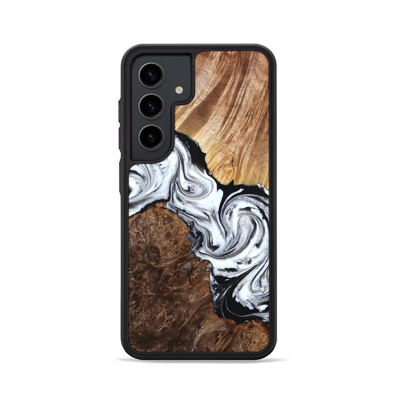 Galaxy S24 Wood Phone Case - Lue (Black & White, 829448)