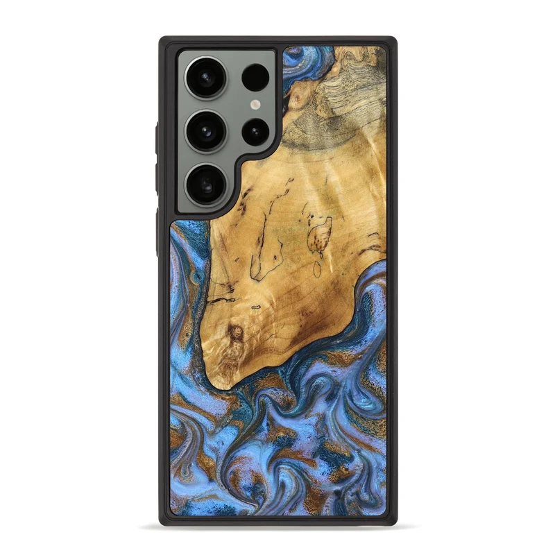 Galaxy S23 Ultra Wood Phone Case - Tristen (Teal & Gold, 829446)