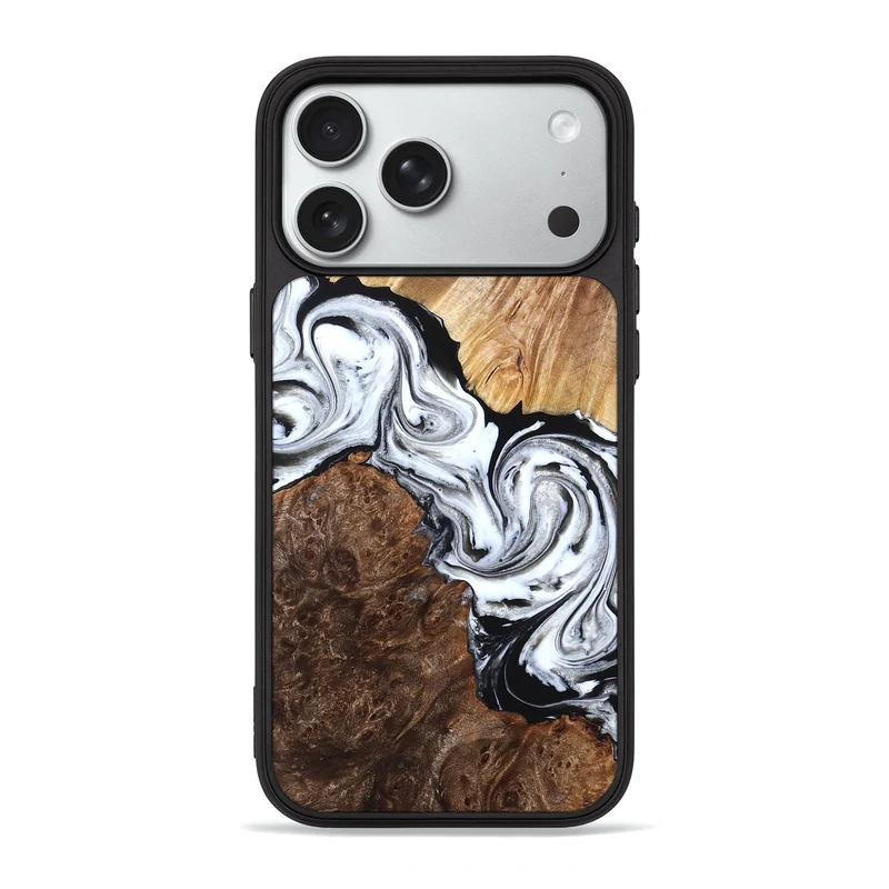 iPhone 18 Pro Max Wood Phone Case - Lue (Black & White, 829448)