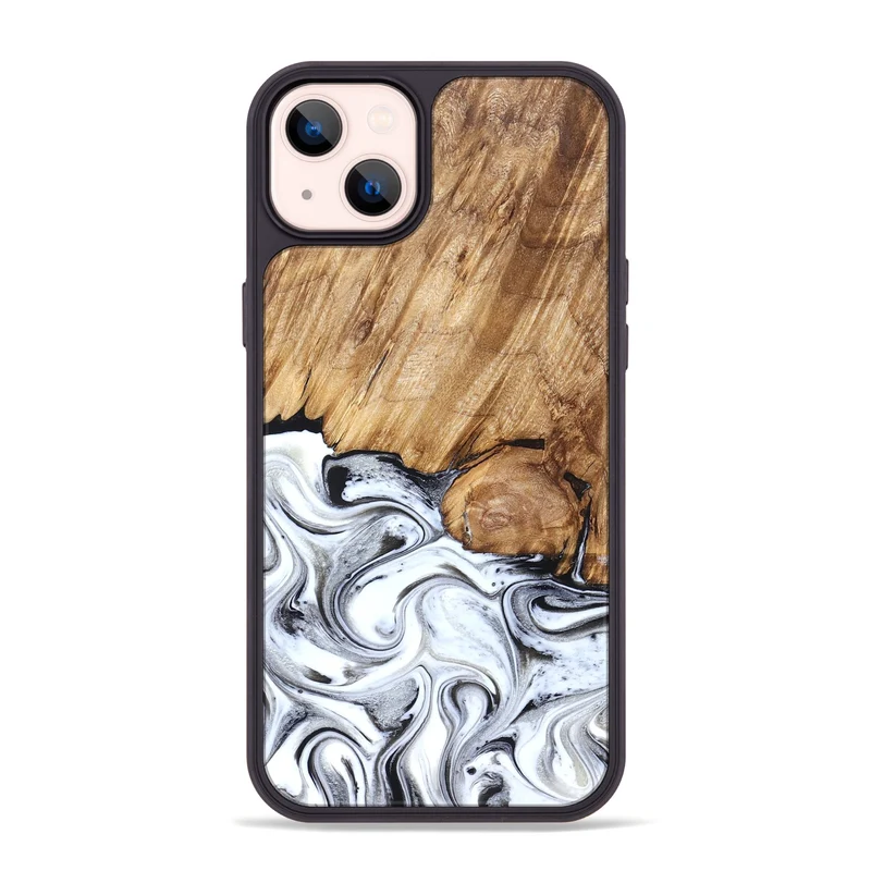 iPhone 14 Plus Wood Phone Case - Taft (Black & White, 829450)