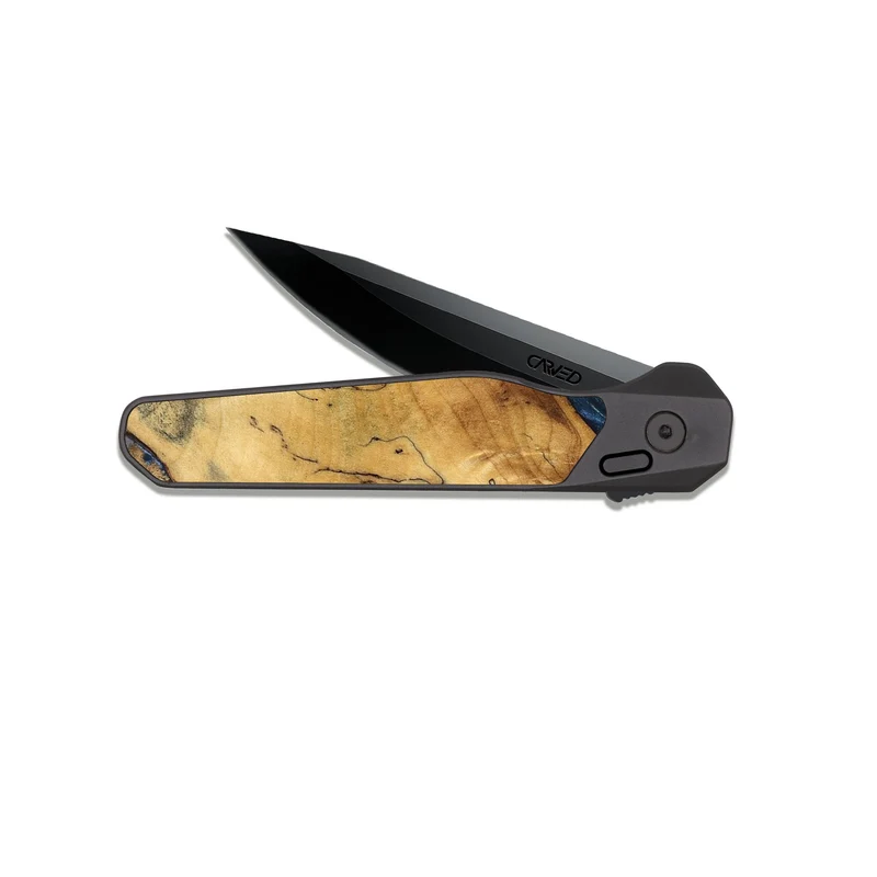 EDC Dark Slate Wood Pocket Knife - Tristen (Teal & Gold, 829446)