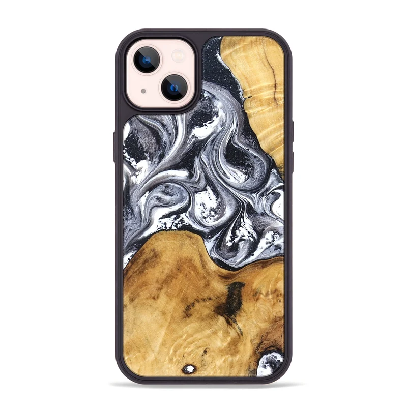 iPhone 14 Plus Wood Phone Case - Alexis (Black & White, 829453)