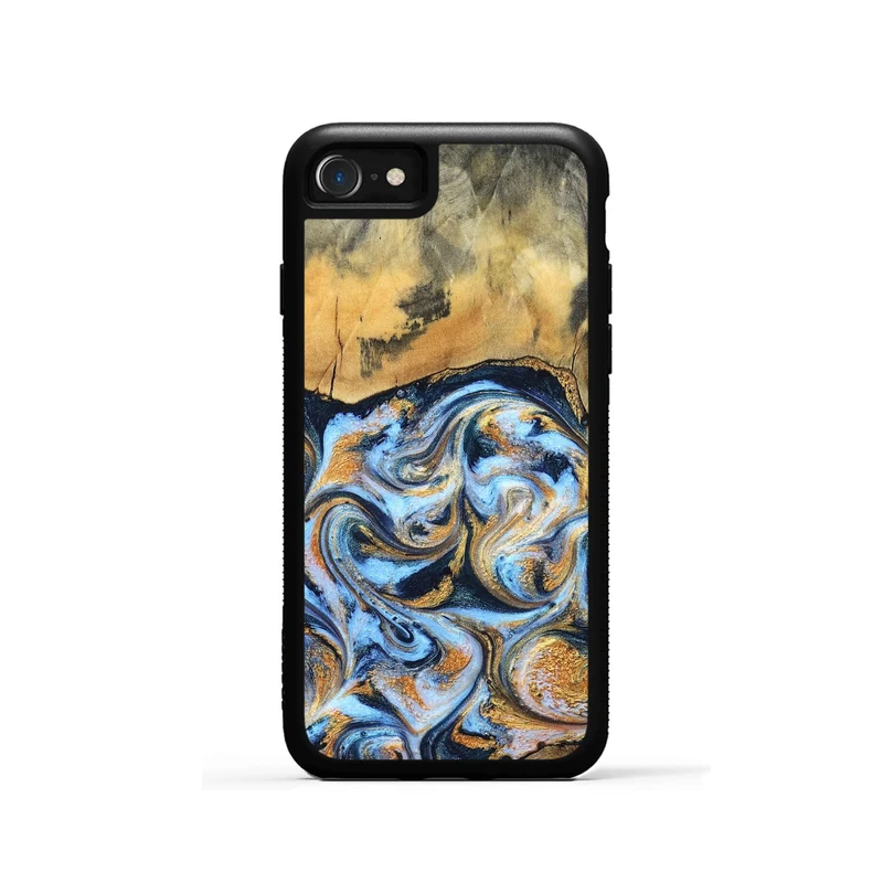 iPhone SE Wood Phone Case - Ellen (Teal & Gold, 829416)