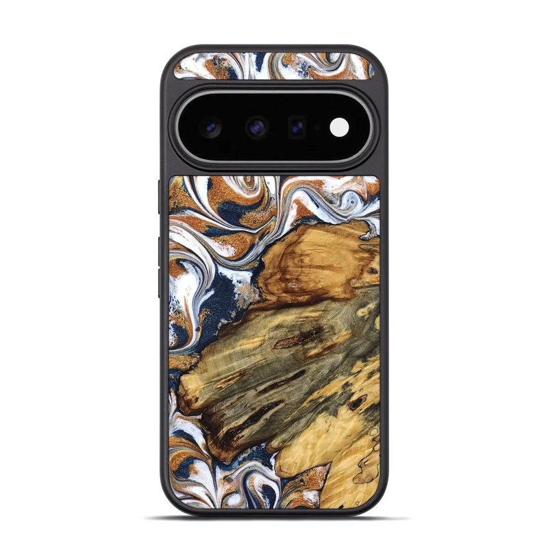 Pixel 11 Pro Wood Phone Case - Jessica (Teal & Gold, 829408)