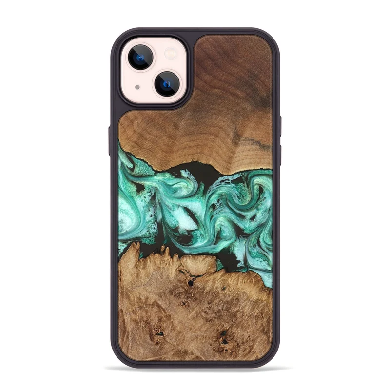 iPhone 14 Plus Wood Phone Case - Jamir (Green, 829420)