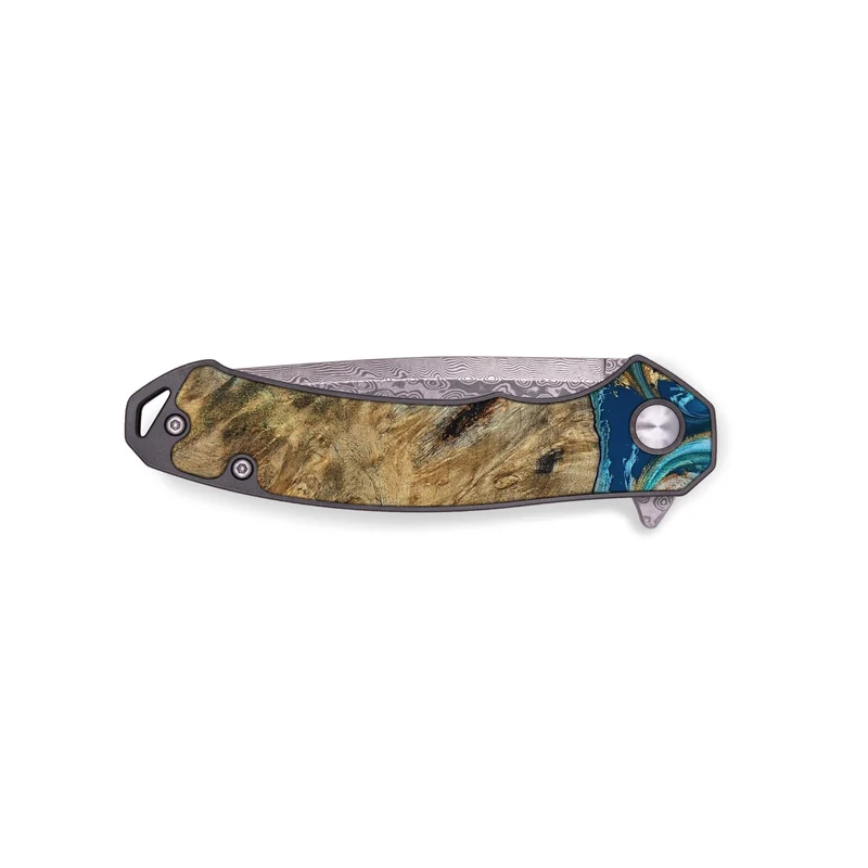 EDC Wood Pocket Knife - Efrain (Teal & Gold, 829415)