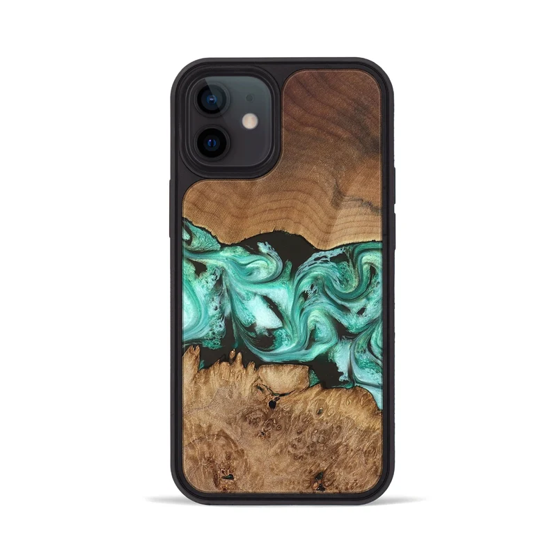 iPhone 12 Wood Phone Case - Jamir (Green, 829420)