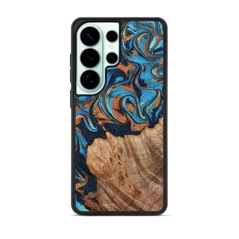 Galaxy S26 Ultra Wood Phone Case - Alaia (Teal & Gold, 829414)