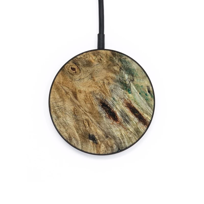 Circle Wood Wireless Charger - Efrain (Teal & Gold, 829415)