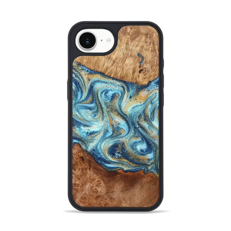 iPhone 16e Wood Phone Case - Doug (Teal & Gold, 829410)