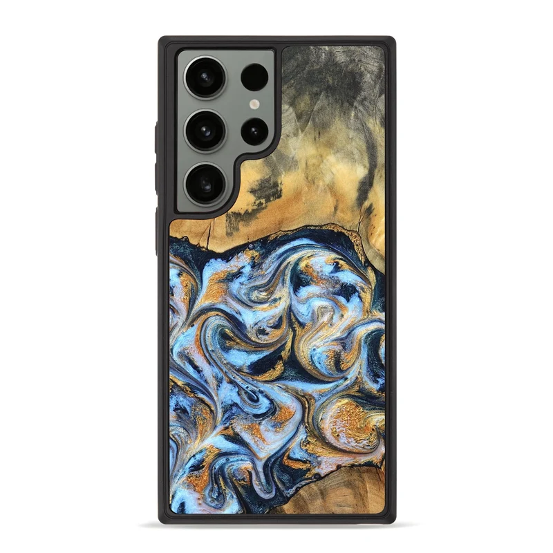 Galaxy S23 Ultra Wood Phone Case - Ellen (Teal & Gold, 829416)