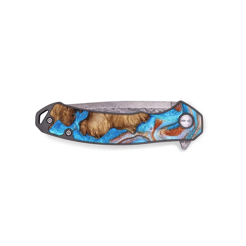 EDC Wood Pocket Knife - Sheldon (Teal & Gold, 829412)
