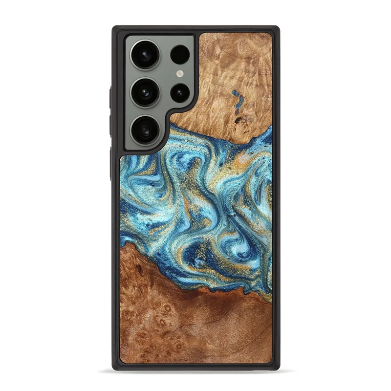 Galaxy S23 Ultra Wood Phone Case - Doug (Teal & Gold, 829410)