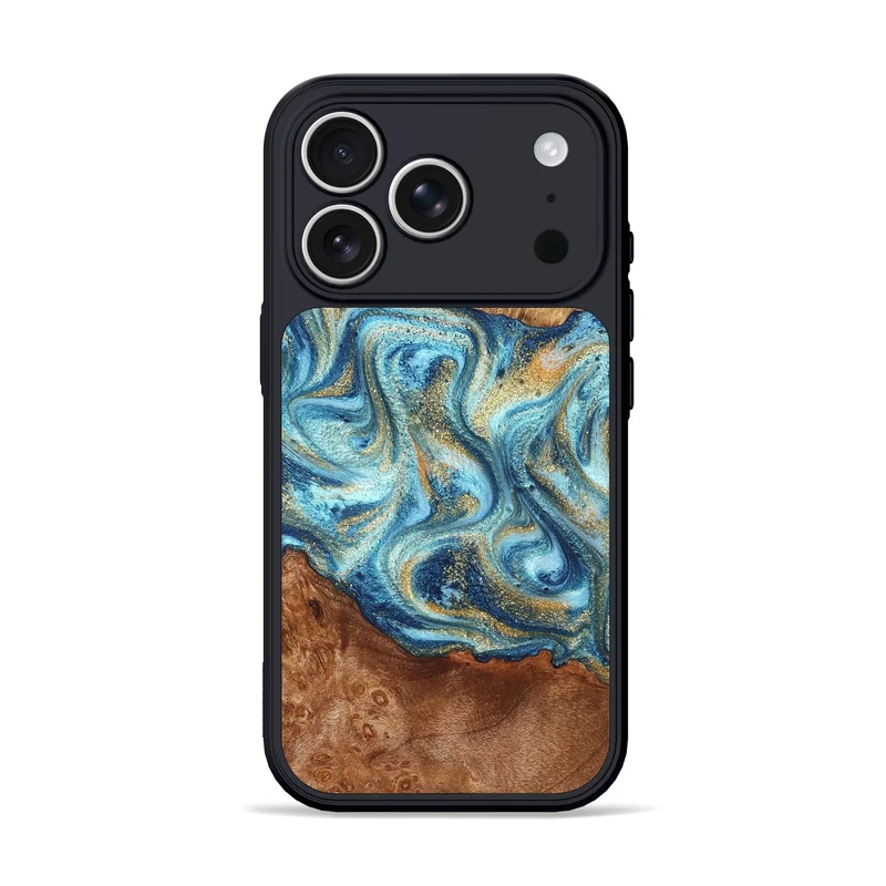 iPhone 17 Pro Wood Phone Case - Doug (Teal & Gold, 829410)