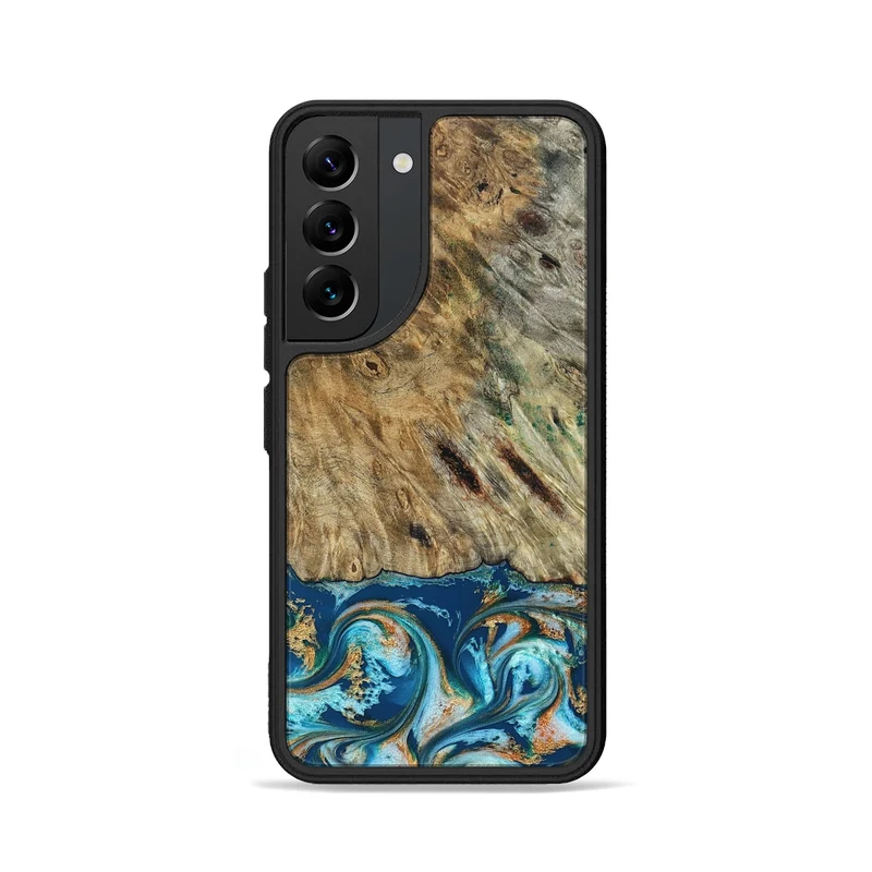 Galaxy S22 Wood Phone Case - Efrain (Teal & Gold, 829415)