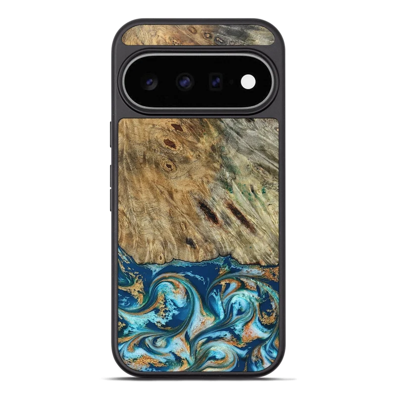 Pixel 11 Pro XL Wood Phone Case - Efrain (Teal & Gold, 829415)