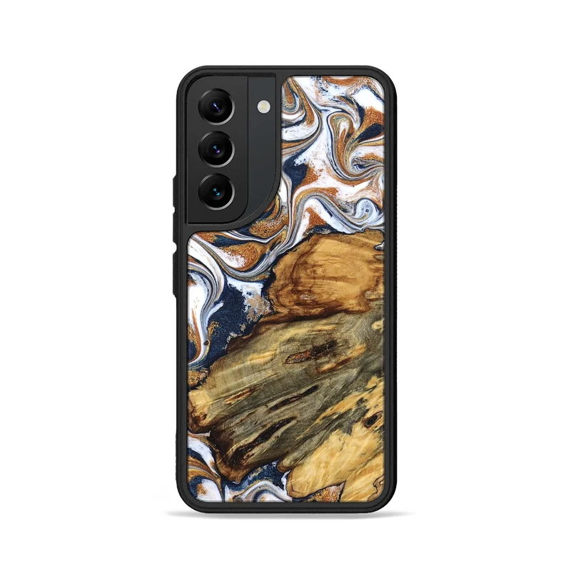 Galaxy S22 Wood Phone Case - Jessica (Teal & Gold, 829408)