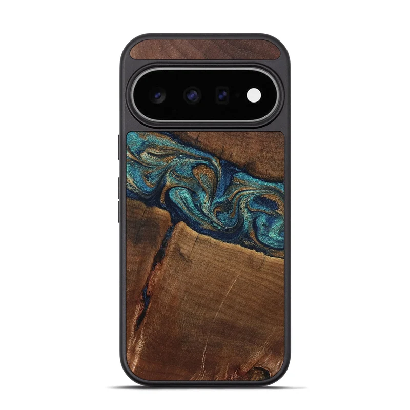 Pixel 11 Pro Wood Phone Case - Jerrod (Teal & Gold, 829409)