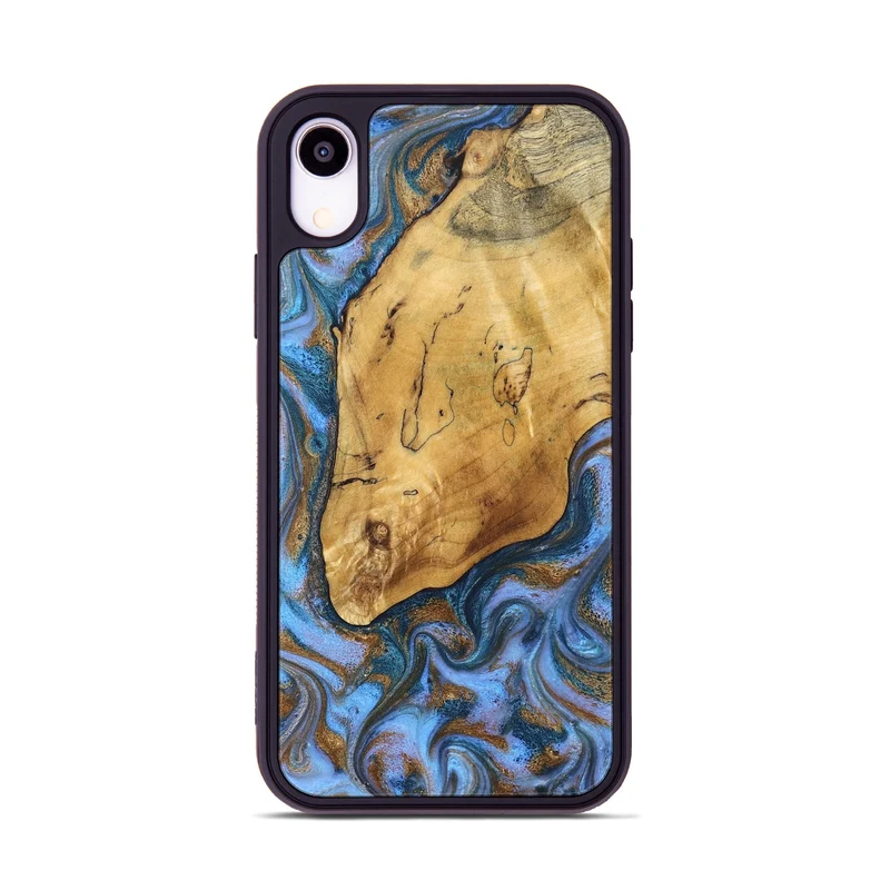 iPhone Xr Wood Phone Case - Tristen (Teal & Gold, 829446)