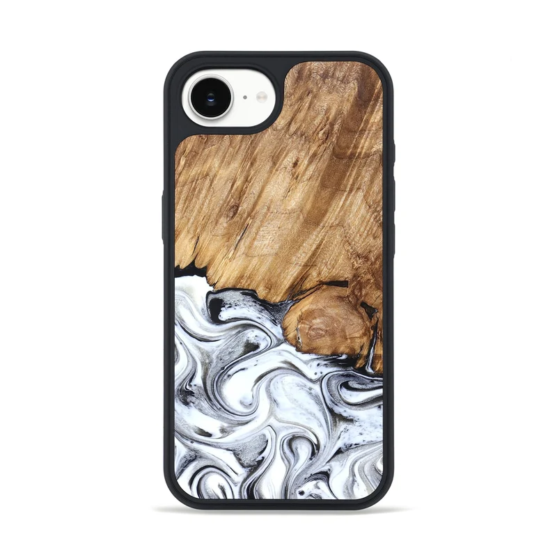 iPhone 16e Wood Phone Case - Taft (Black & White, 829450)