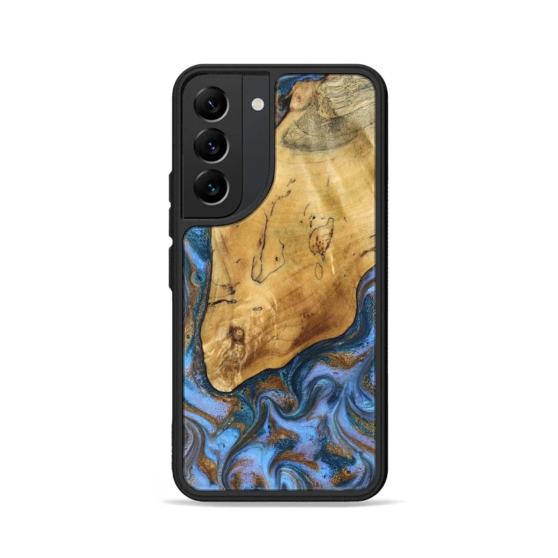 Galaxy S22 Wood Phone Case - Tristen (Teal & Gold, 829446)