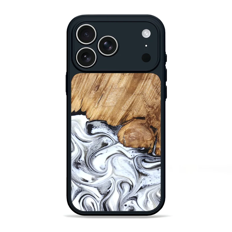 iPhone 17 Pro Max Wood Phone Case - Taft (Black & White, 829450)